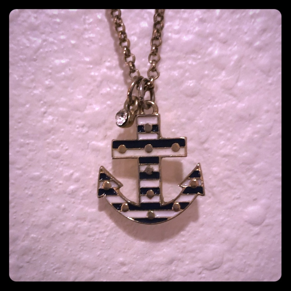 Blue and White Anchor Necklace